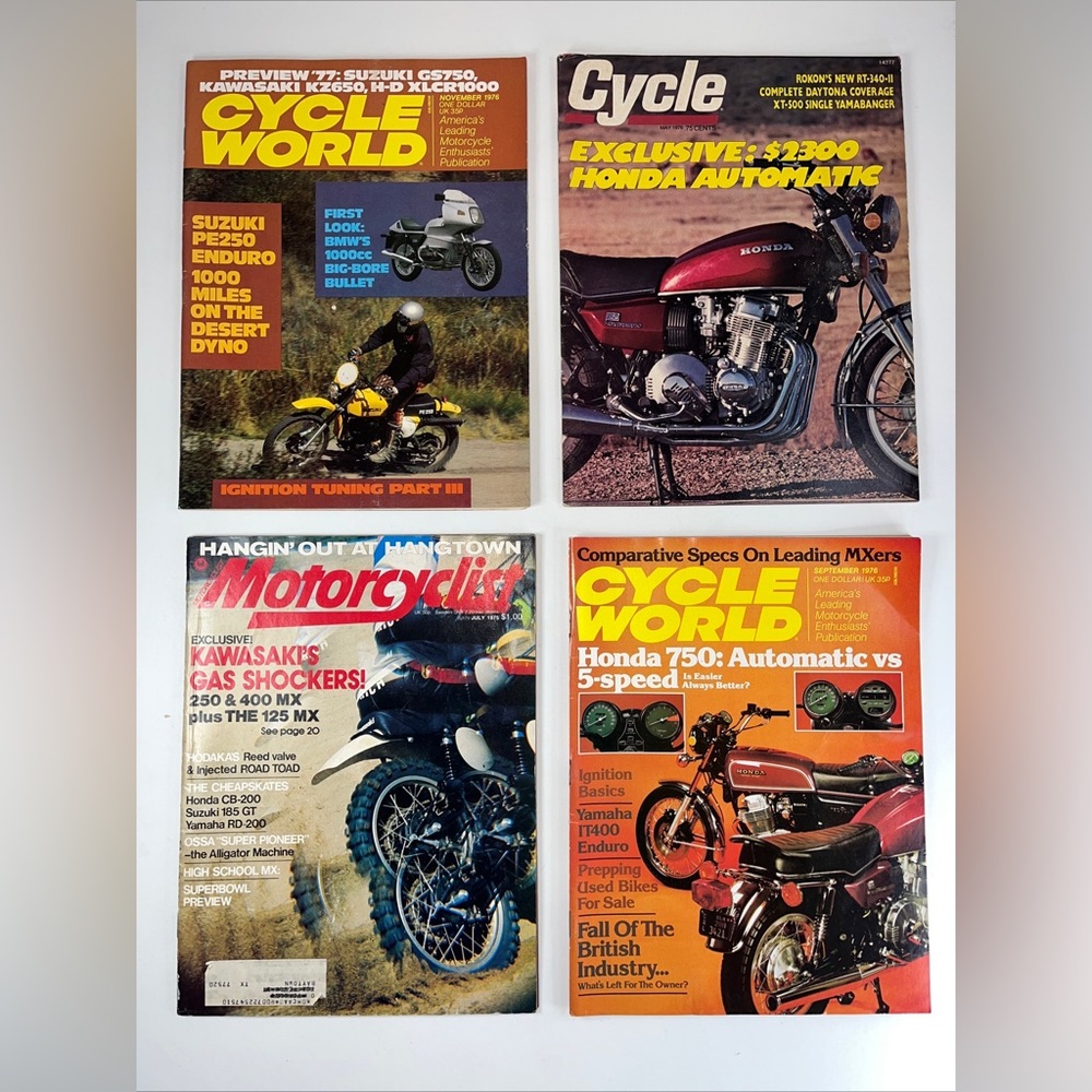 Cycle World 1976, Cycle 1976, Motorcyclist 1975, Lot of 4 Vintage Magazines